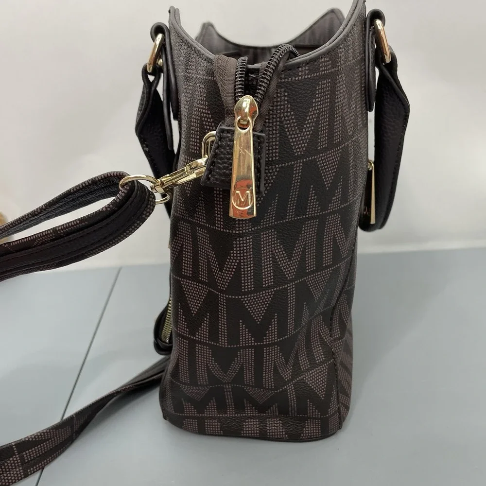 MKF Collection by Mia K Signature Fula Tote Bag Satchel Crossbody Brown